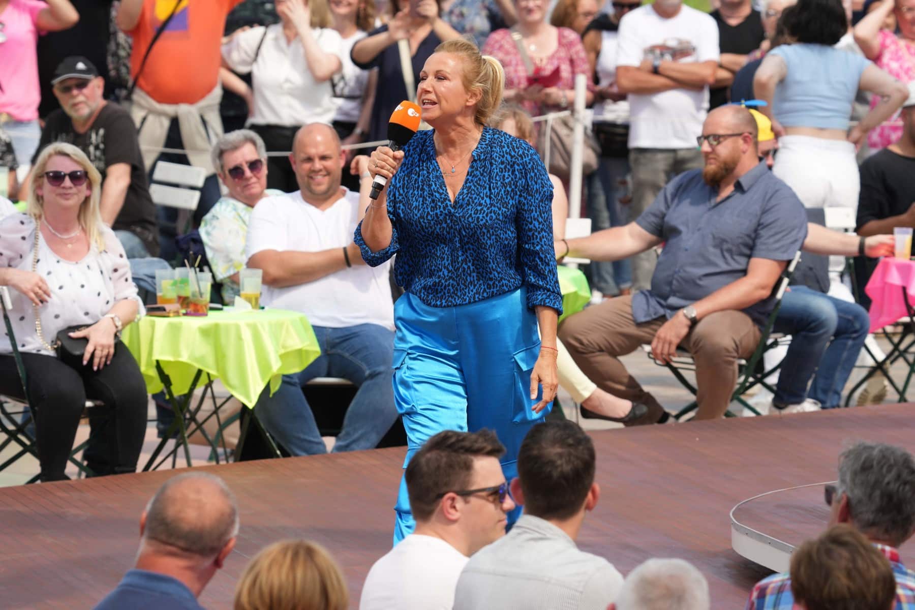 Andrea Kiwi Kiewel in der Unterhaltungsshow ZDF Fernsehgarten am 21.05.2023 in Mainz.