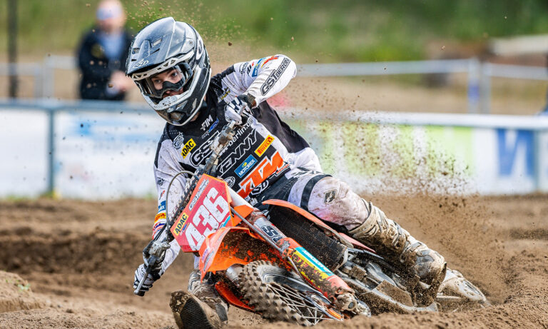 Finn Lange, Tom Sönke Hänel und Bruno Lenarz bei der Deutschen Motocross-Meisterschaft 2026 in Ueckermünde