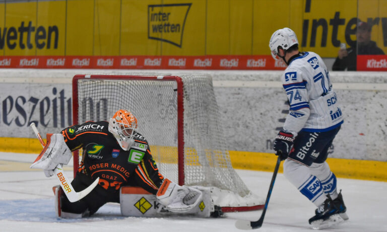 Spielszene zwischen den Graz99ers und den Adler Mannheim beim Testspiel am 16. August 2026 in Kitzbühel