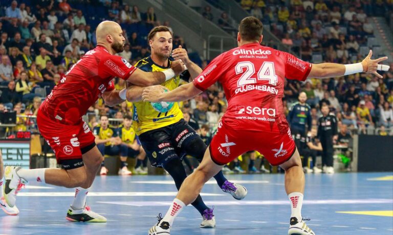 Spielszene zwischen den Rhein-Neckar Löwen und der MT Melsungen am 26. September 2026 in der SAP Arena Mannheim