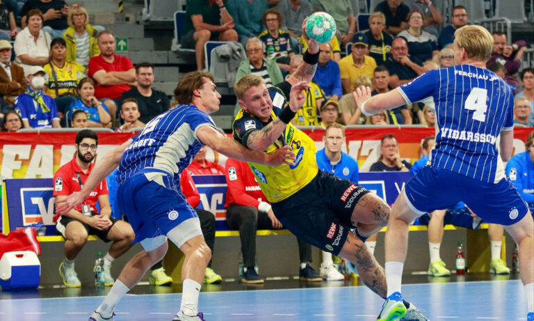 Spielszene zwischen den Rhein-Neckar Löwen und dem VfL Gummersbach am 2. September 2026 in der SAP Arena Mannheim